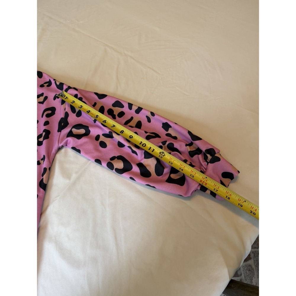 Jess Lea Pink Leopard Print Pullover Sweatshirt Womens Small Barbiecore Top - Picture 7 of 7